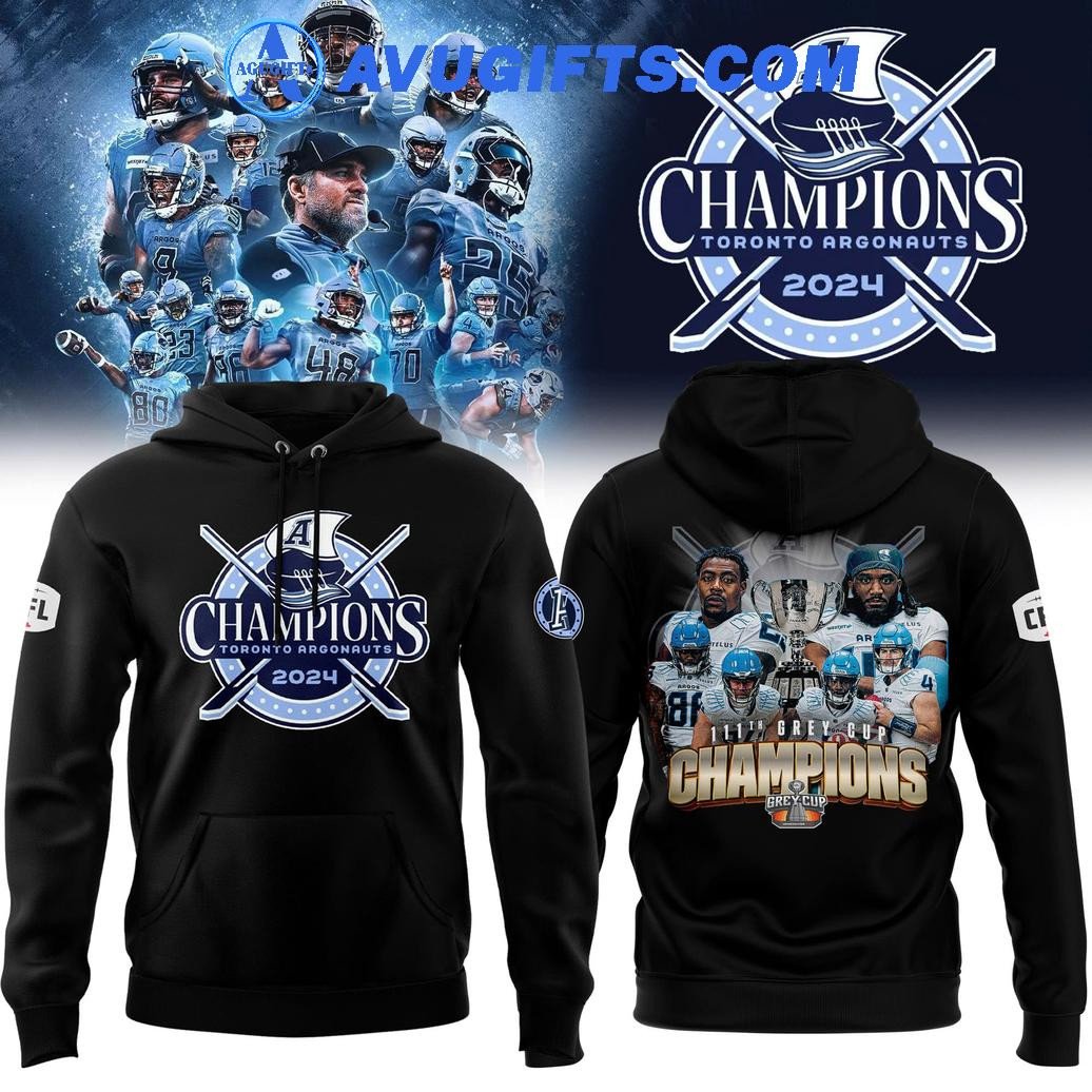Toronto Argonauts Champions Grey Cup 2024 Limited Edition Black Hoodie – Zip Hoodie 3D Aop Shirt