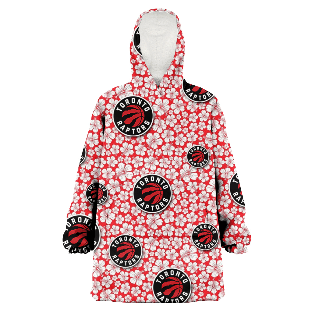 Toronto Raptors Tiny White Hibiscus Pattern Red Background 3D Printed Hoodie Blanket Snug Hoodie