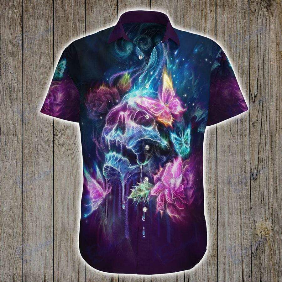 Hawaiian Aloha Shirts Skull Butterfl &hellip;