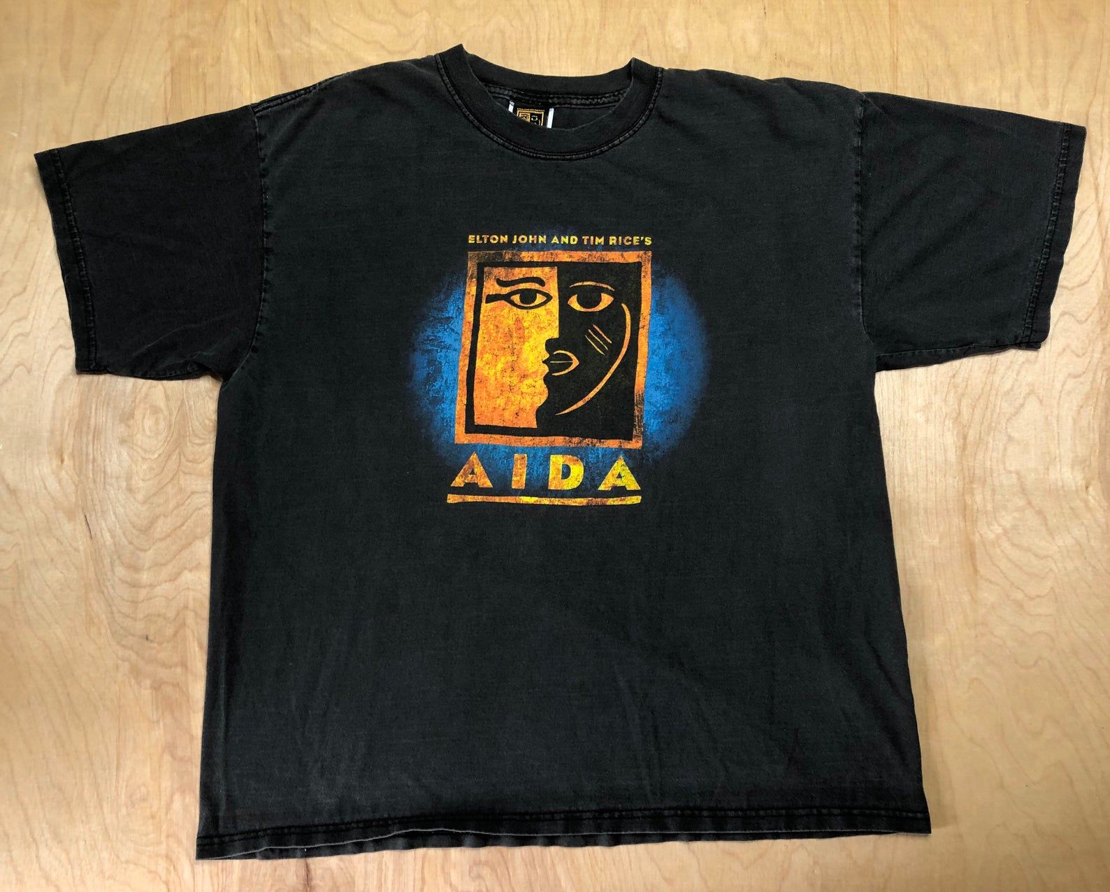 Vintage Aida Tshirt Elton John Tim Rice 90S Broadway Play Musical Tour Black Shirt Band