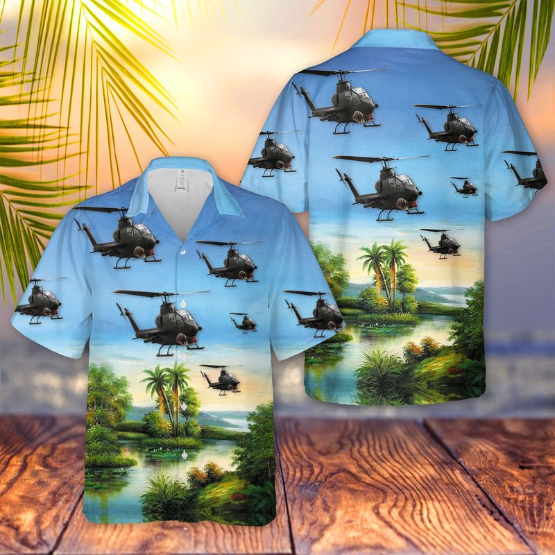 Us Army Ah-1 Huey Cobra Hawaiian Shirt