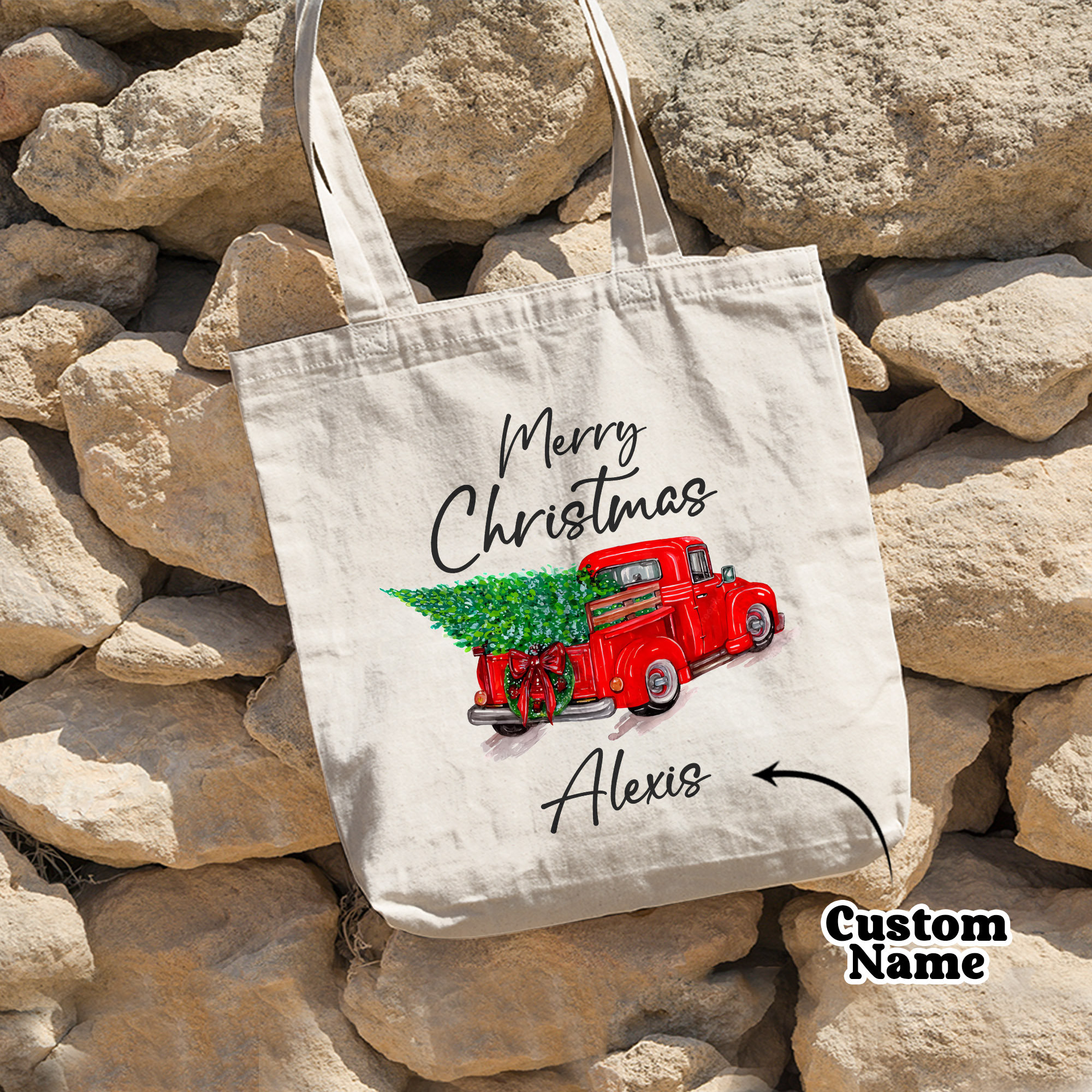 Merry Christmas Tote Bag, Christmas Tree Tote, Christian Tote Bag, Christmas Car Tote Bag, Basic Tote Bag, Christian Bag, Christian Gifts