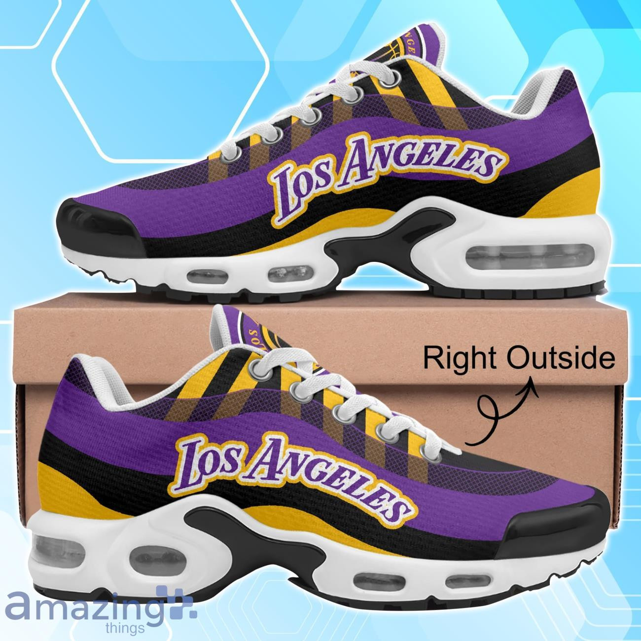 Los Angeles Lakers NBA Basketball Team Colors Waves TN Air Max Shoes Air Cushion Sneakers