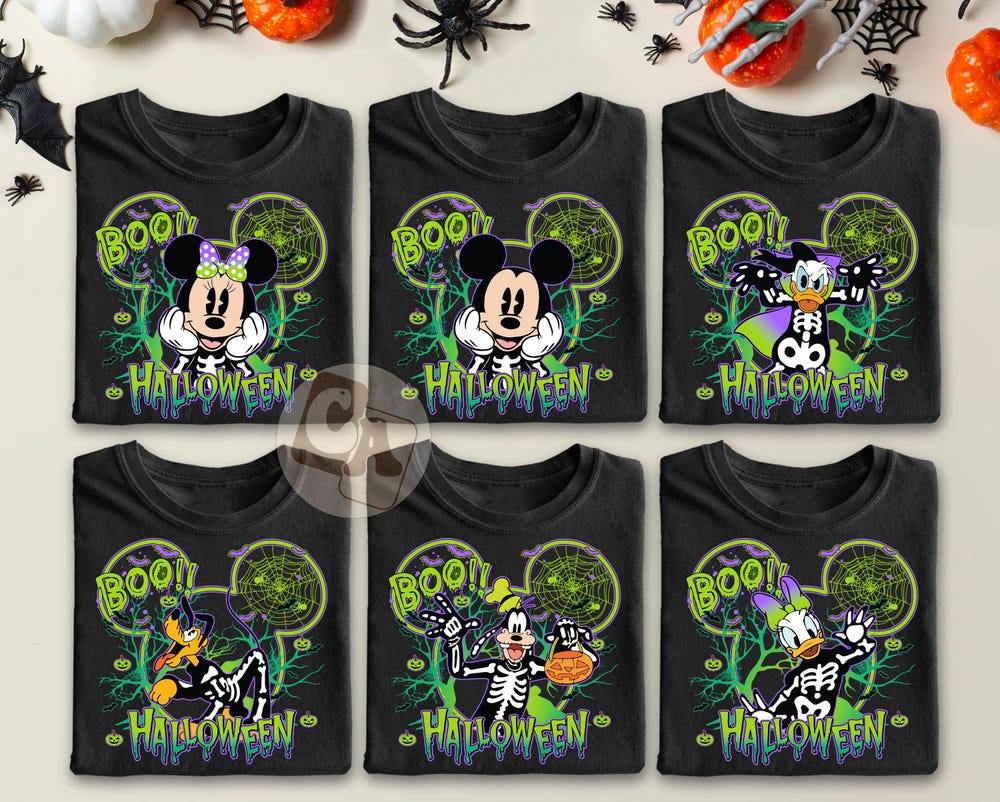 Vintage Disney Halloween All Characters Shirts, Mickey And Friends Halloween Shirt, Halloween Party Shirts, Disney Family Halloween Shirts Gifts For Family By Miosama