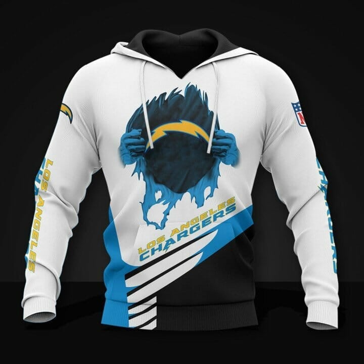 Sport-Team Los Angeles Chargers White Blue Pullover Hoodie Aop Shirt
