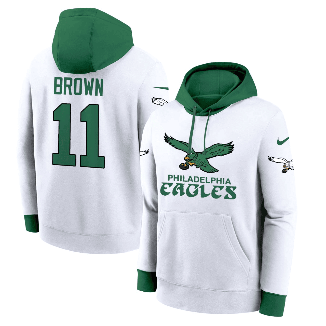 A.J. Brown #11 Philadelphia Eagles White Hoodie – All Stitched