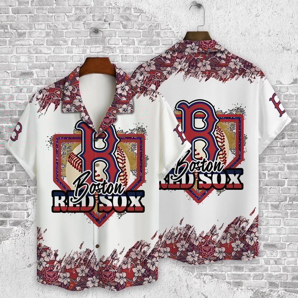 Boston Red Sox Baseball Pattern Vintage Hawaiian Shirt