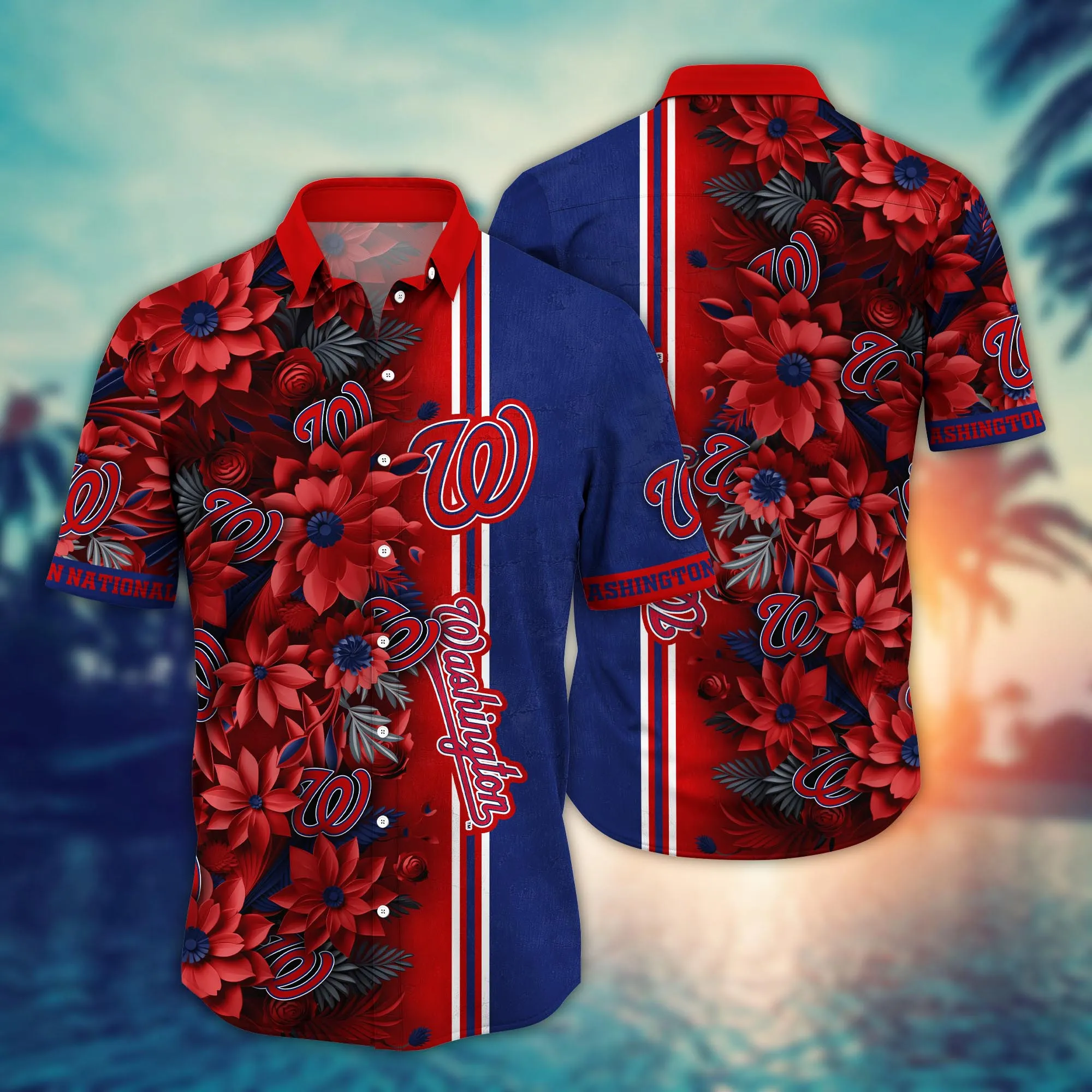 Washington Nationals Mlb Hawaiian Shirt Custom Sun-Soaked Aloha Shirt