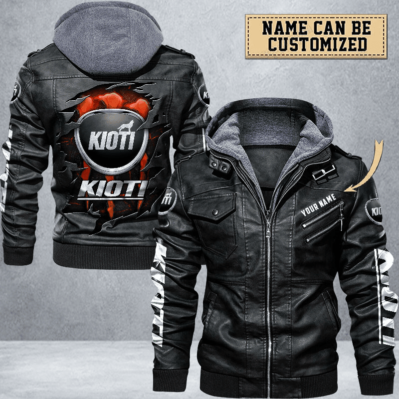 Kioti Zip Leather Jacket With Hood