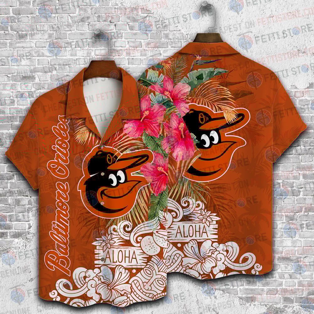 Baltimore Orioles Aloha Hibiscus Flowers Pattern Hawaiian Shirt