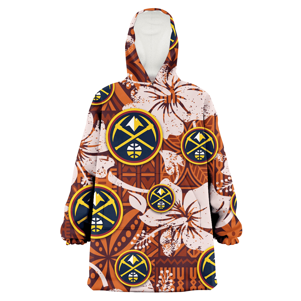 Denver Nuggets Bisque Hibiscus Brown Pattern 3D Printed Hoodie Blanket Snug Hoodie