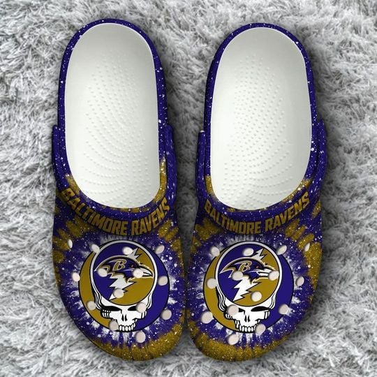 Baltimore Ravens Logo Grateful Dead Pattern Crocss Classic Clogs Shoes Ver114