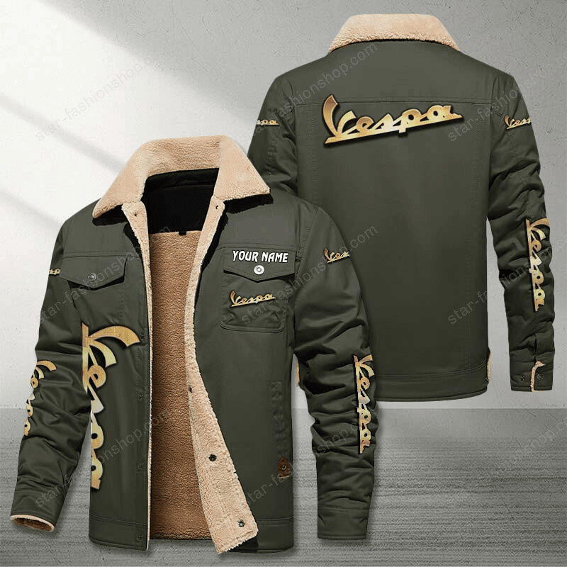 Vespa Green Custom Name Stand Collar Jacket