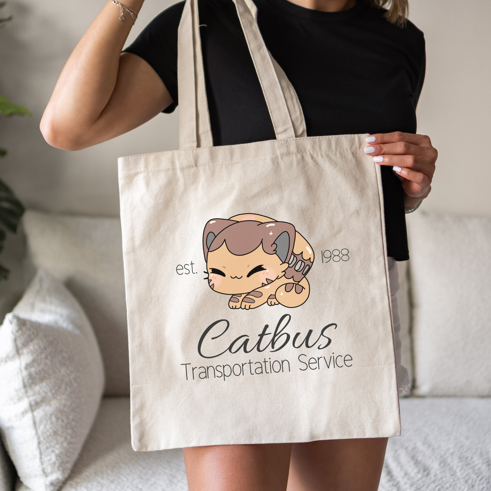 Totoro Inspired Catbus Transportation Service Tote Bag