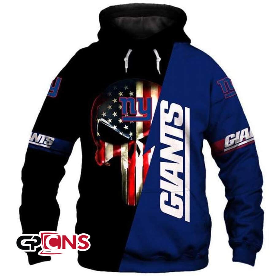 New York Giants 3D Skull Hoodie