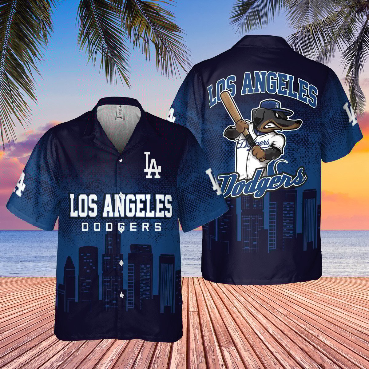 Los Angeles Dodgers Mlb Mascot Logo City Edition 3D Hawaiian Shirt