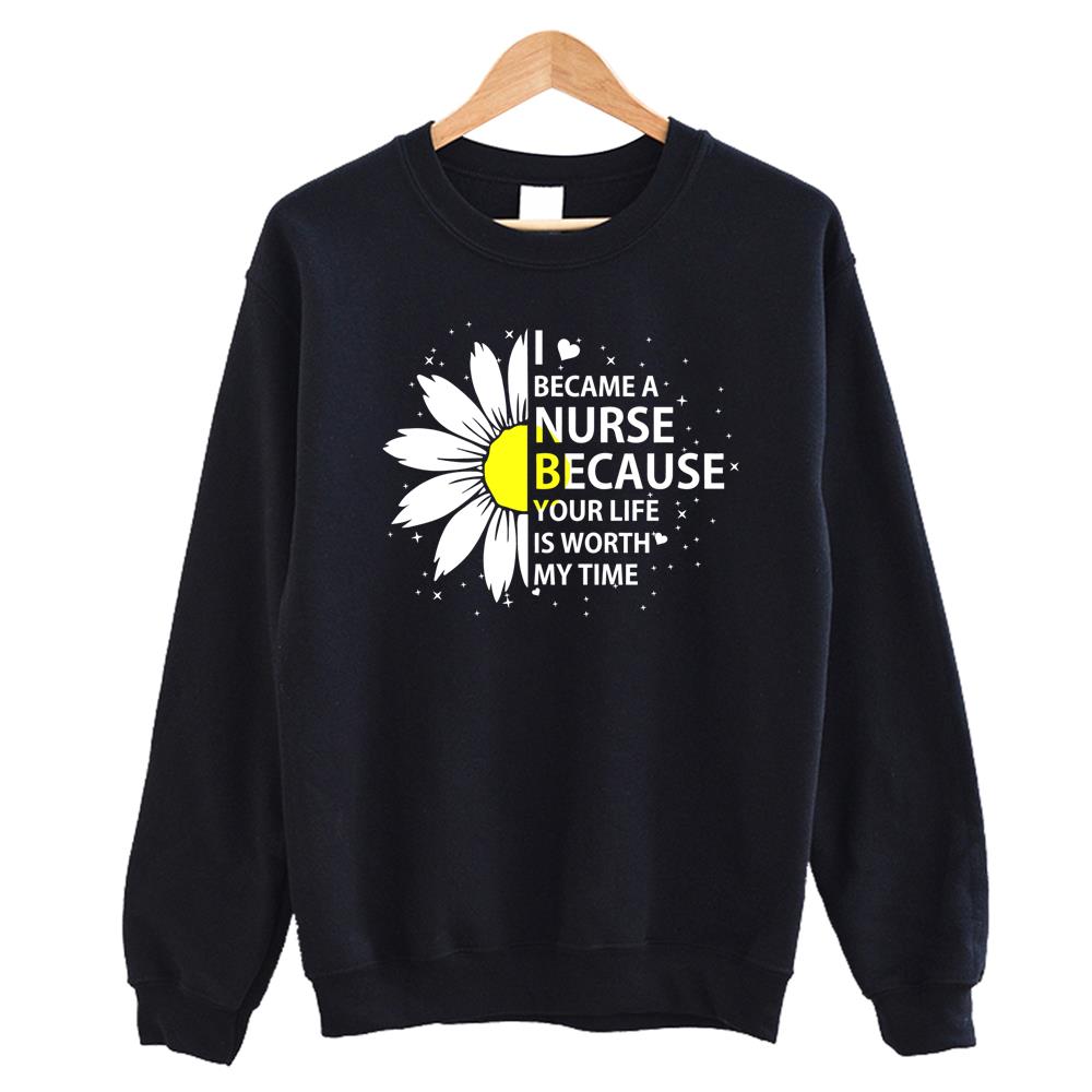 Nurse Quote- Daisy Flower- Heart- Trending- Quote- Cricut Crewneck Sweatshirt