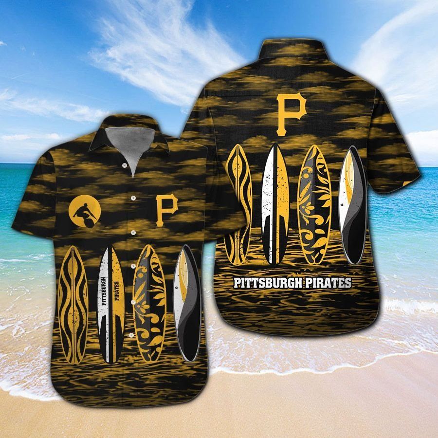 Pittsburg Pirates Short Sleeve Button Up Tropical Hawaiian Shirt Ver03