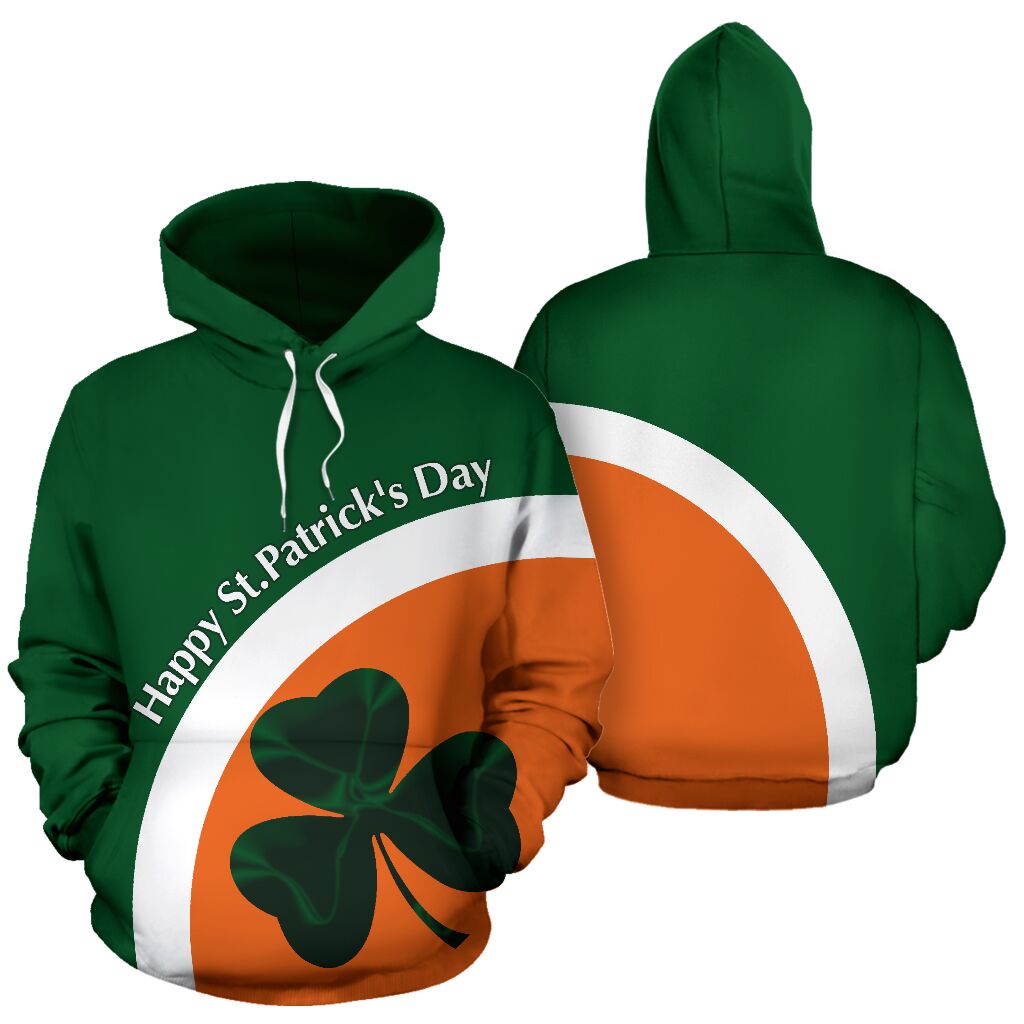 Happy Irish Orange Full Hoodie Irish All Over Print Thicken Pullover Fleece Hoodie