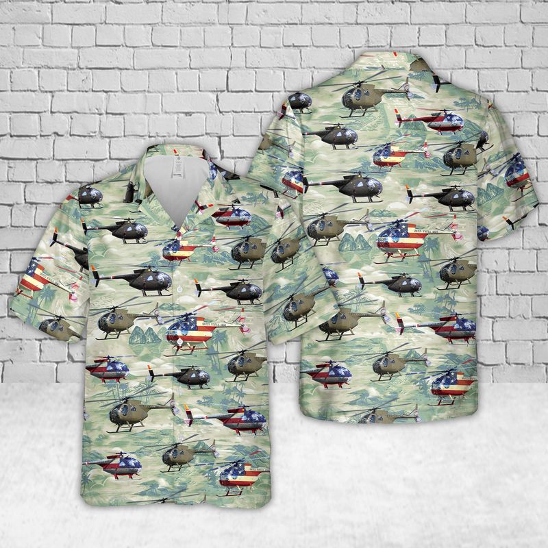 Us Army Hughes Oh-6 Cayuse Hawaiian Shirt