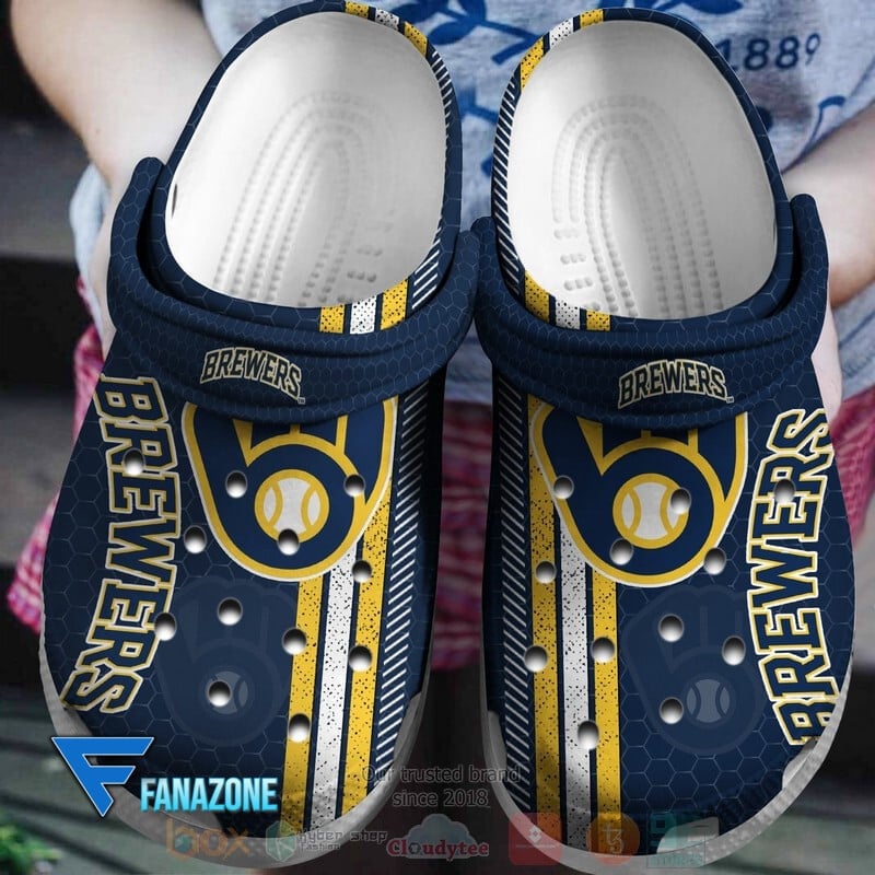 Milwaukee Brewers Logo Baseball MLB Full Blue Crocss Classic Clogs Shoes Ver335