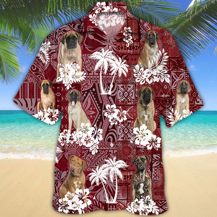 English Mastiff Red Hawaiian Shirt, Gift For Dog Lover Shirts, Animal Summer Shirts