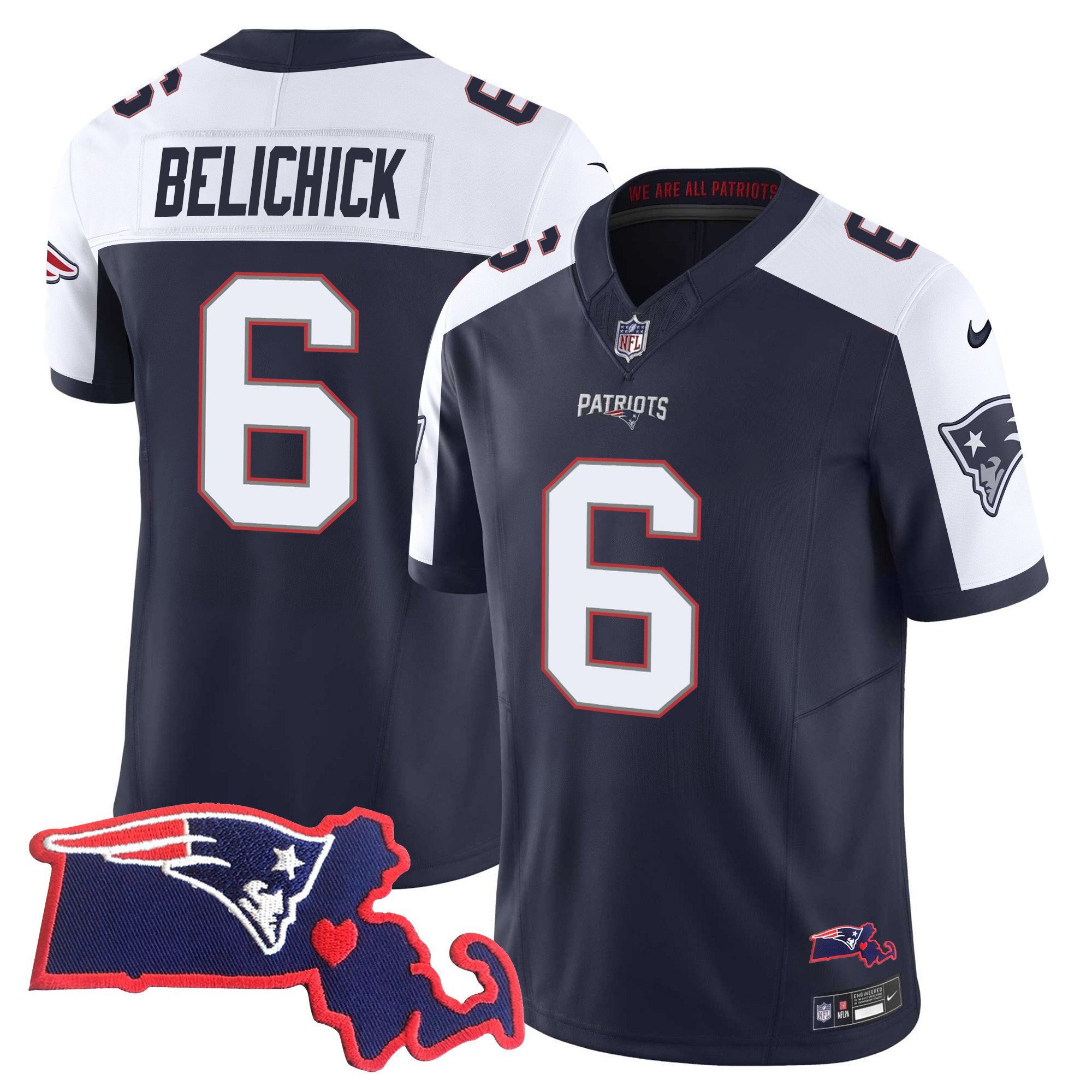 Women’S Patriots Bill Belichick 6X Champions Vapor Jersey – All Stitched