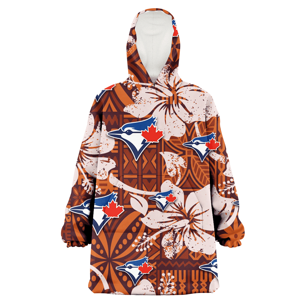 Toronto Blue Jays Bisque Hibiscus Brown Pattern 3D Printed Hoodie Blanket Snug Hoodie