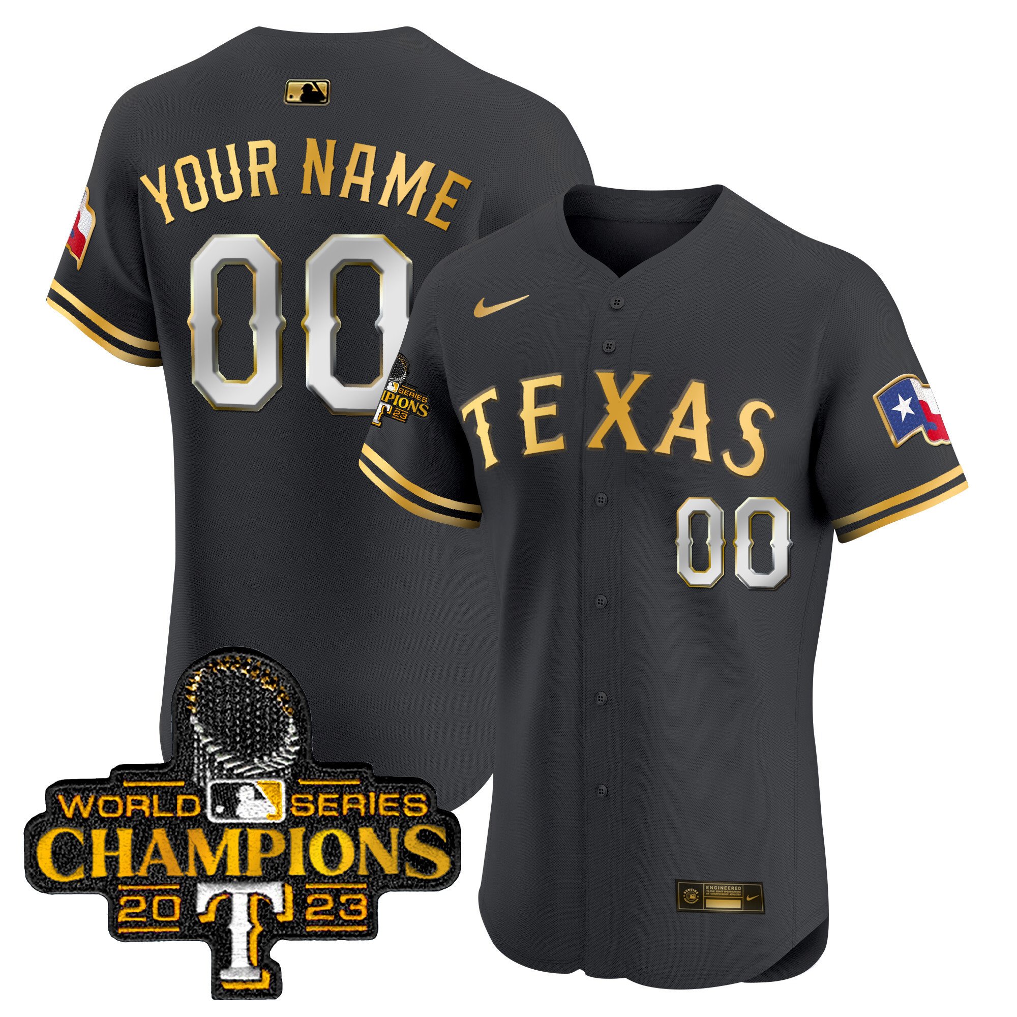 Texas Rangers World Series Champions Vapor Premier Elite Custom Jersey – All Stitched