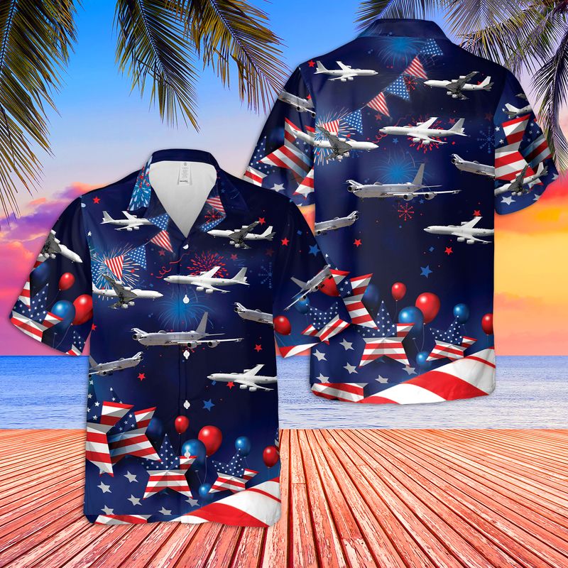 Us Navy Boeing E-6 Mercury 4Th Of July Hawaiian Shirt, Short Sleeve Hawaiian Shirt For Men