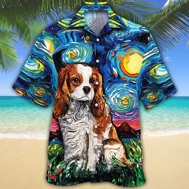 Cavalier King Charles Cute Face Dog Gorgeous Night Hawaiian Shirt