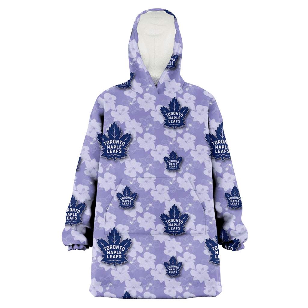 Toronto Maple Leafs Light Purple Hibiscus Pattern Stripe Powder Purple 3D Printed Hoodie Blanket Snug Hoodie