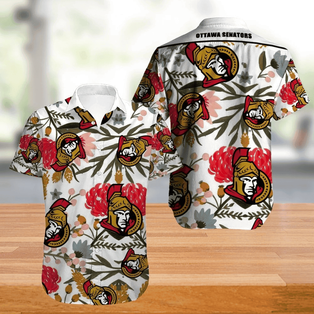Ottawa Senators Hawaiian Shirt Tropical Flowers Summer For Fans