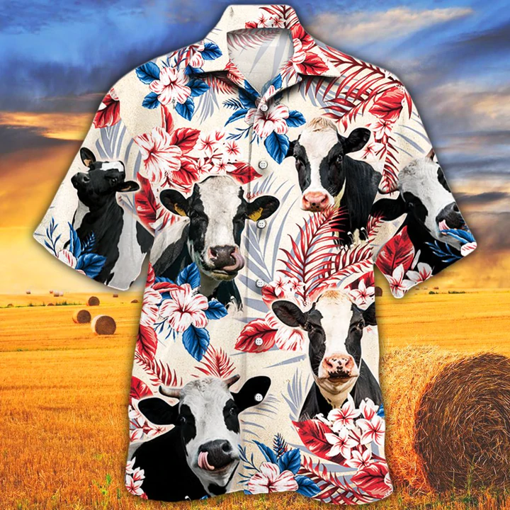 Holstein Friesian Cattle Lovers American Flag Hawaiian Shirt, Cow Aloha Hawaiian Shirt, Cow Hawaiian Shirt Vintage, Hawaiian Shirt Men Alwaysky Fashion - 2024 Colletion
