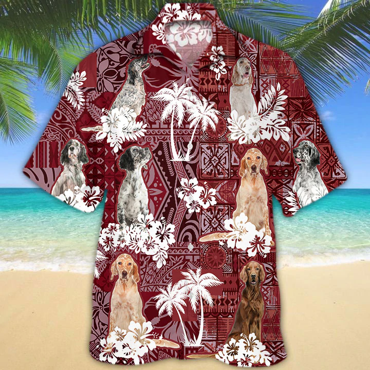 English Setter Red Hawaiian Shirt, Gift For Dog Lover Shirts, Animal Summer Shirts