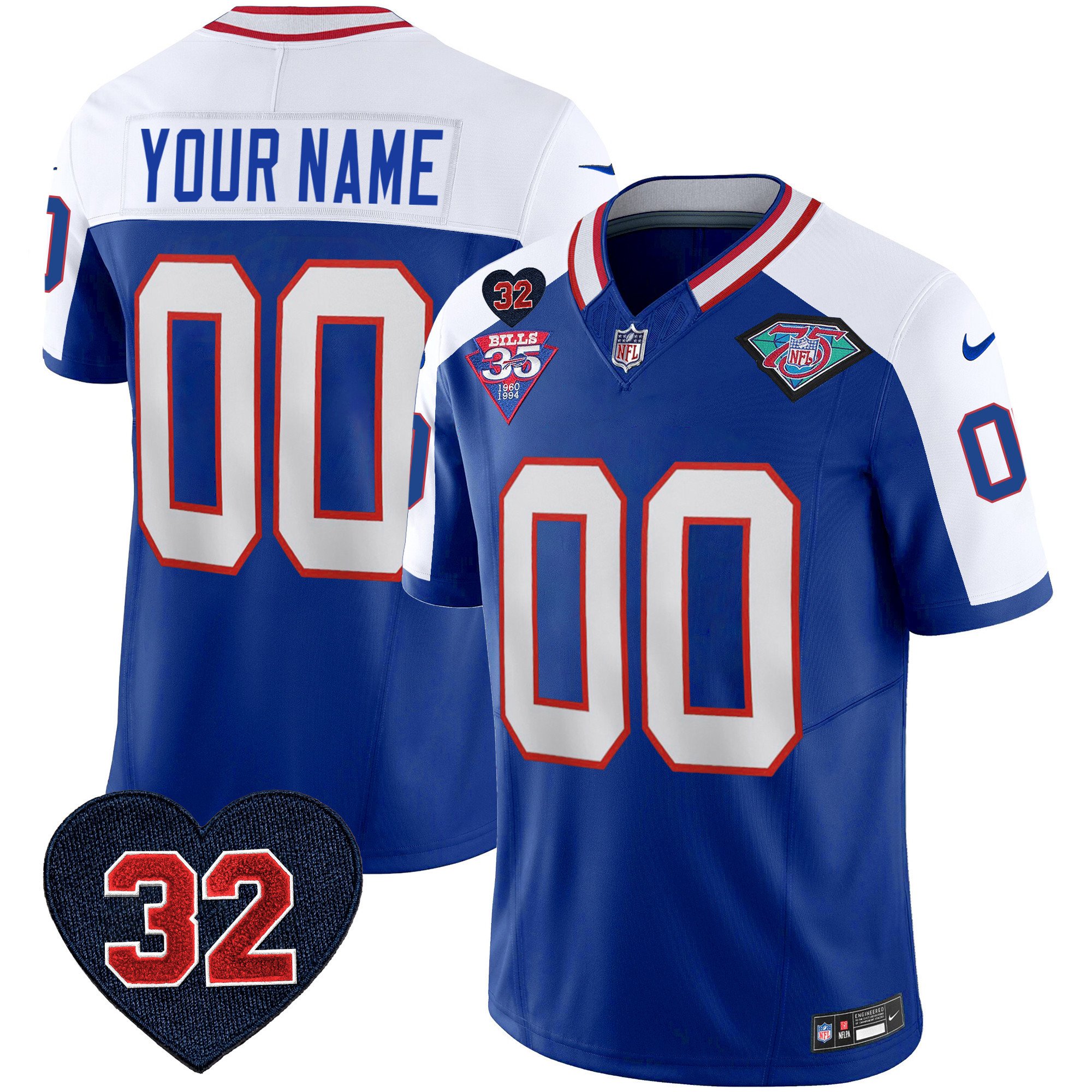 Bills 1994 Throwback O.J. Simpson Patch Vapor Limited Custom Jersey – All Stitched