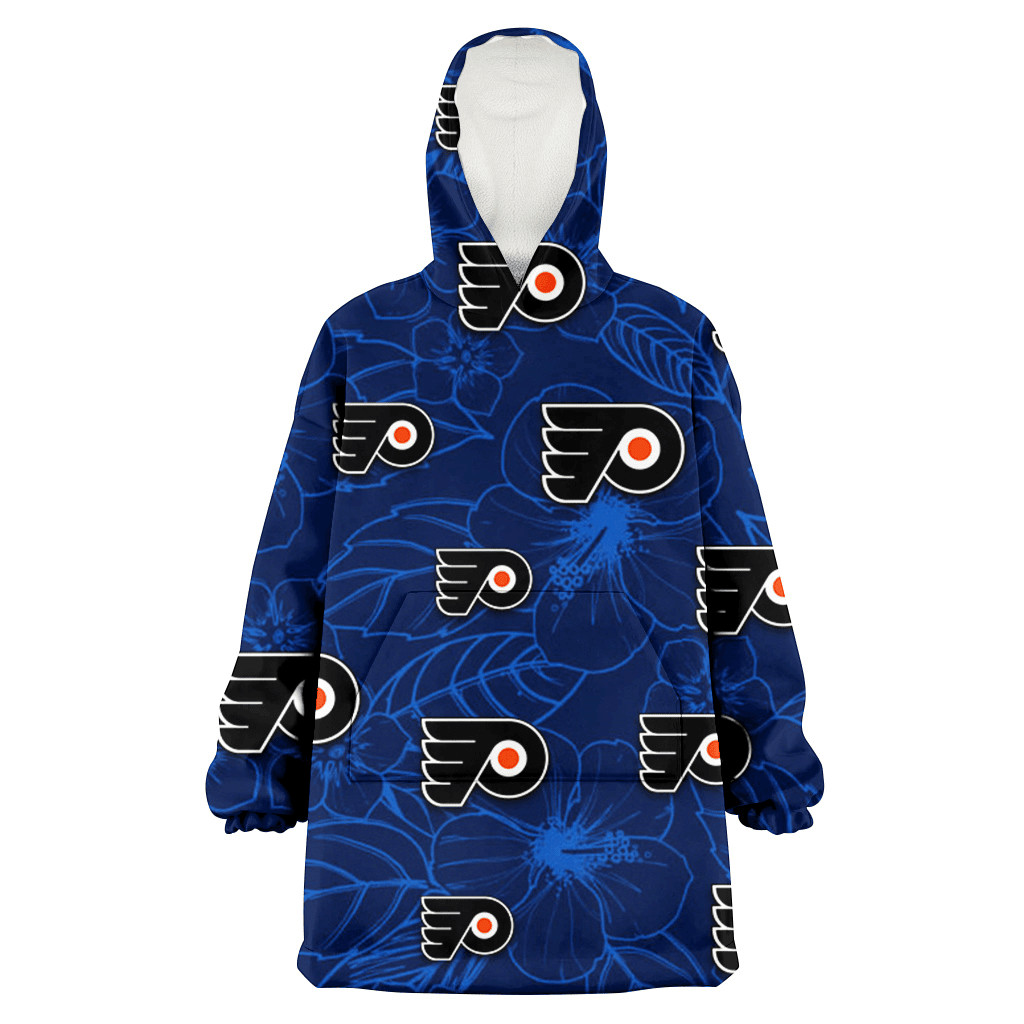 Philadelphia Flyers Sketch Hibiscus Dark Background 3D Printed Hoodie Blanket Snug Hoodie