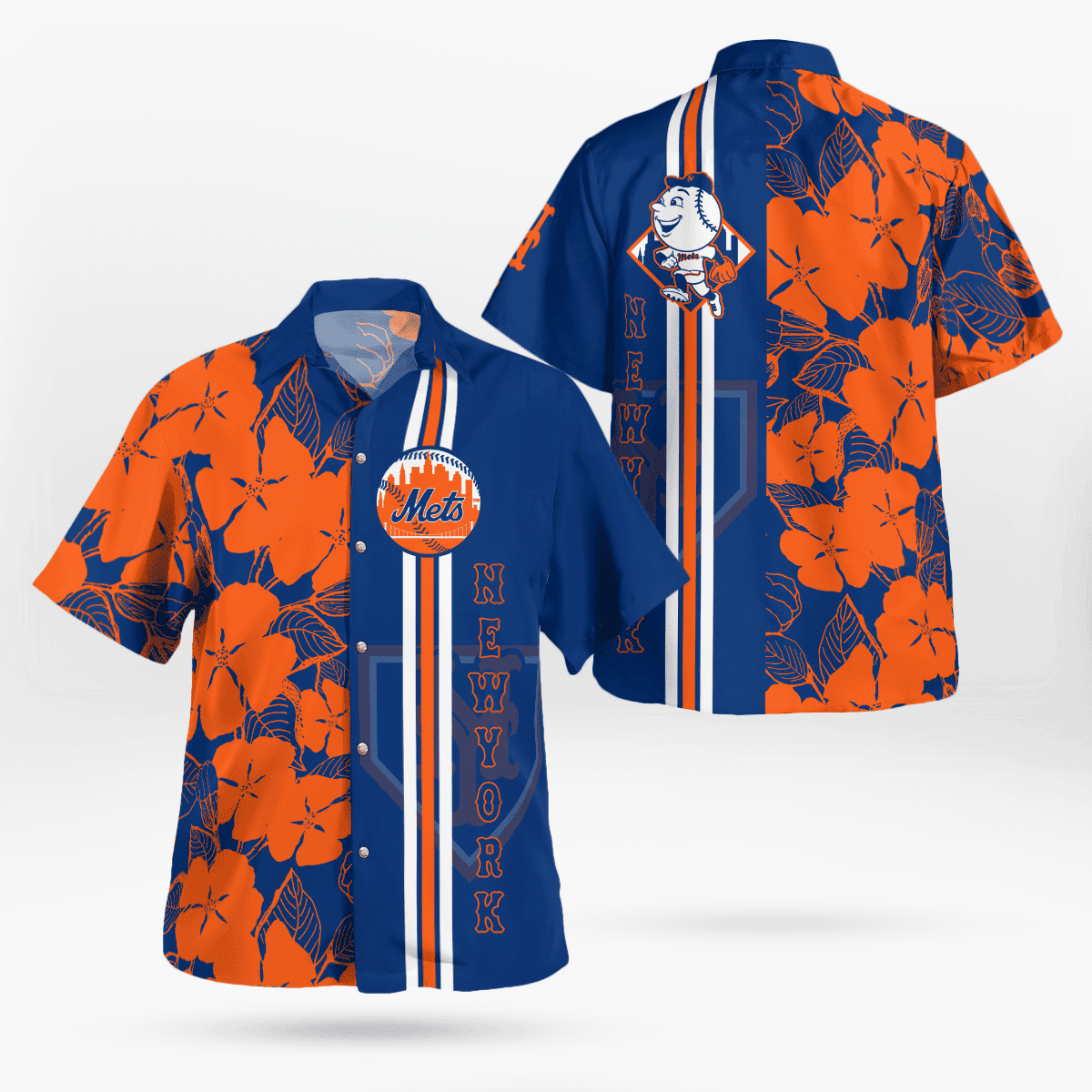 Mlb New York Mets Baseball Mascot Orange And Blue 3D Hawaiian Shirt