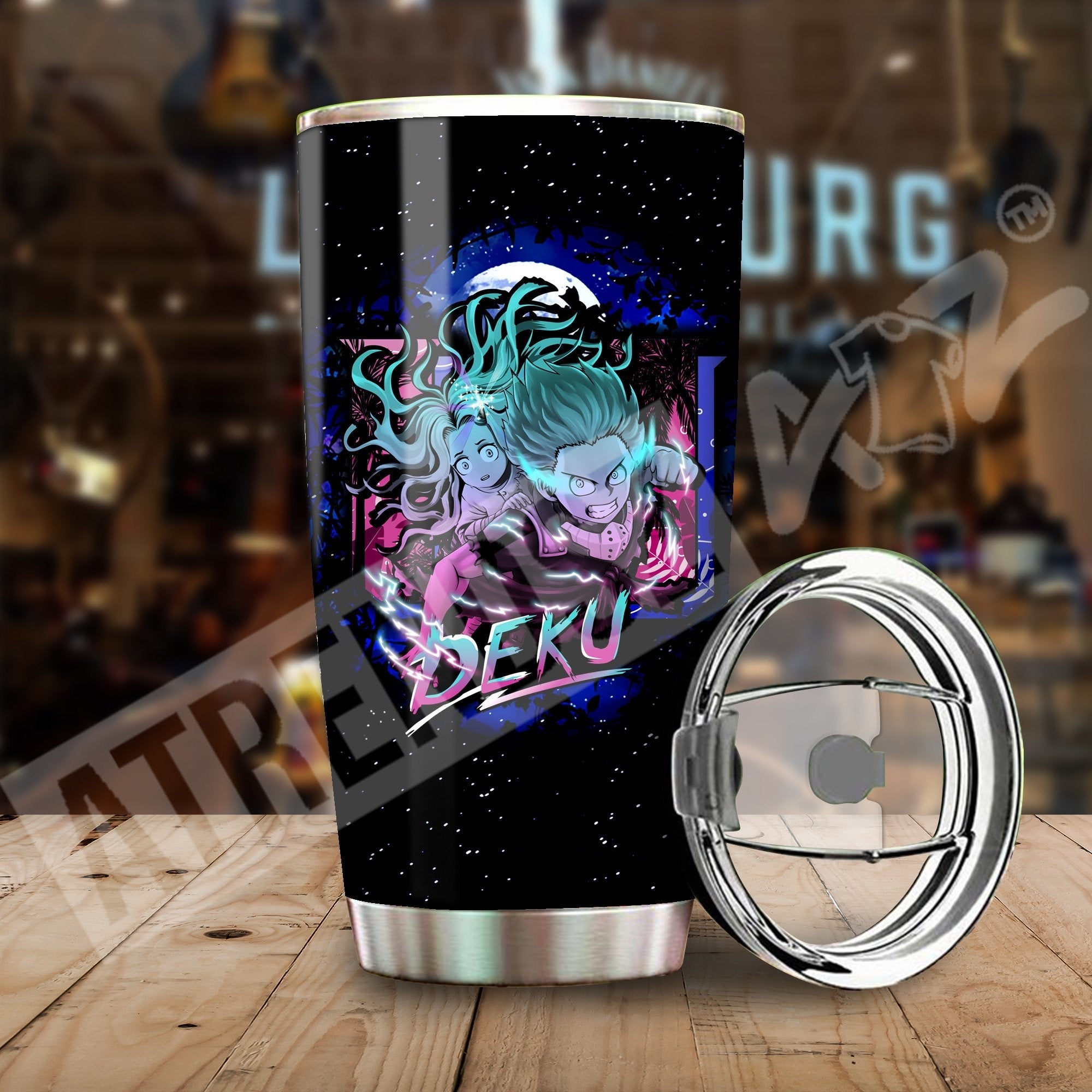 F89 My Hero Academia Tumbler Deku Piggyback Eri Black Galaxy Tumbler Cup Onlytee