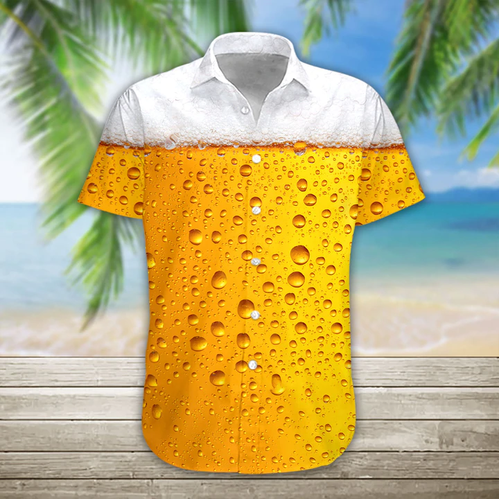 Men’S Hawaiian Shirt, 3D Beer Hawaii Shirt, Hawaiian Shirts For Men Short Sleeve Aloha Beach Shirt