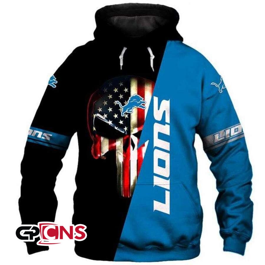 Detroit Lions 3D Skull Hoodie