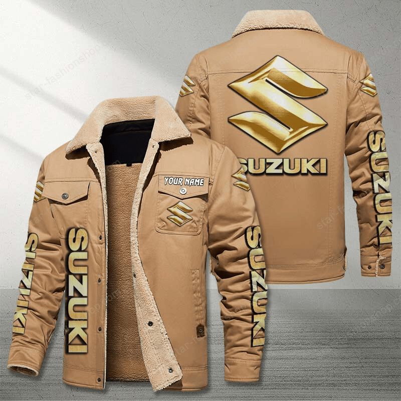 Suzuki Brown Custom Name Stand Collar Jacket