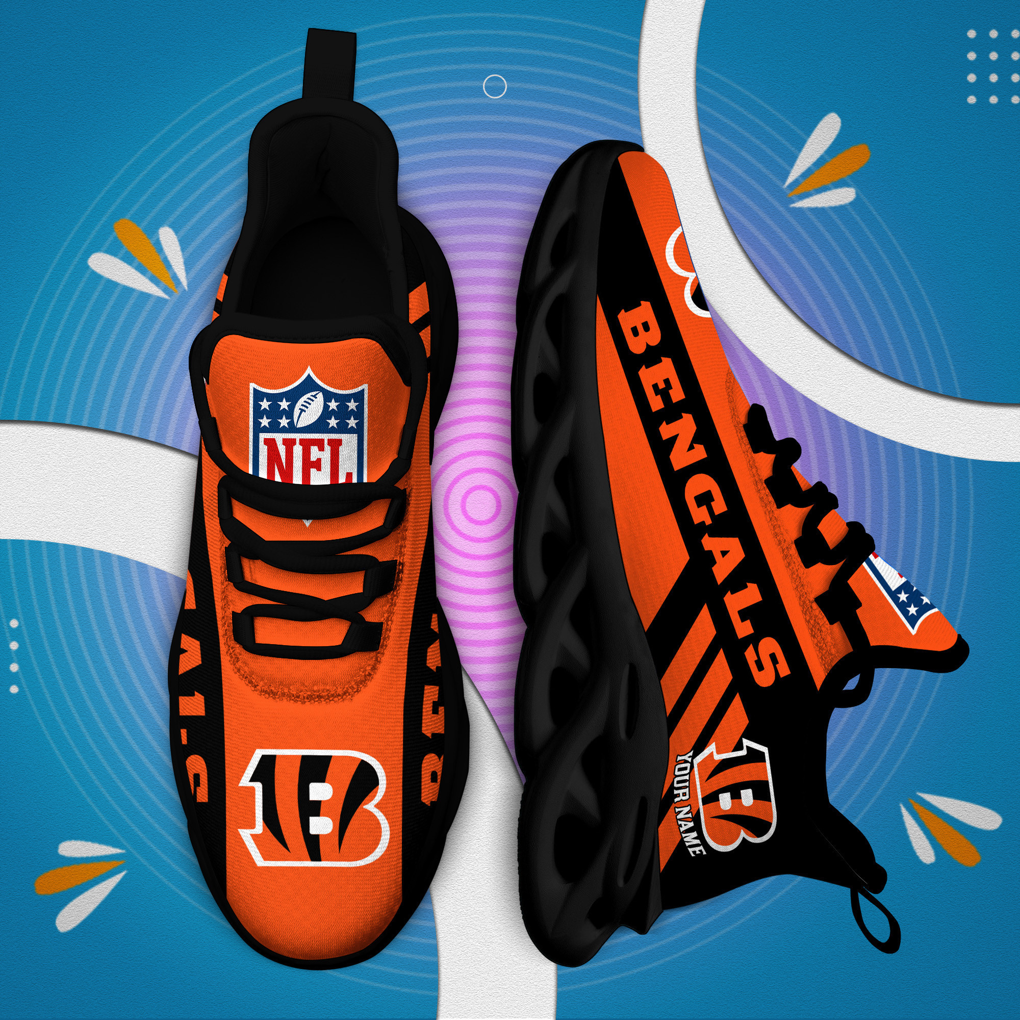 Cincinnati Bengals Clunky Max Soul Shoes Personaliz MS491