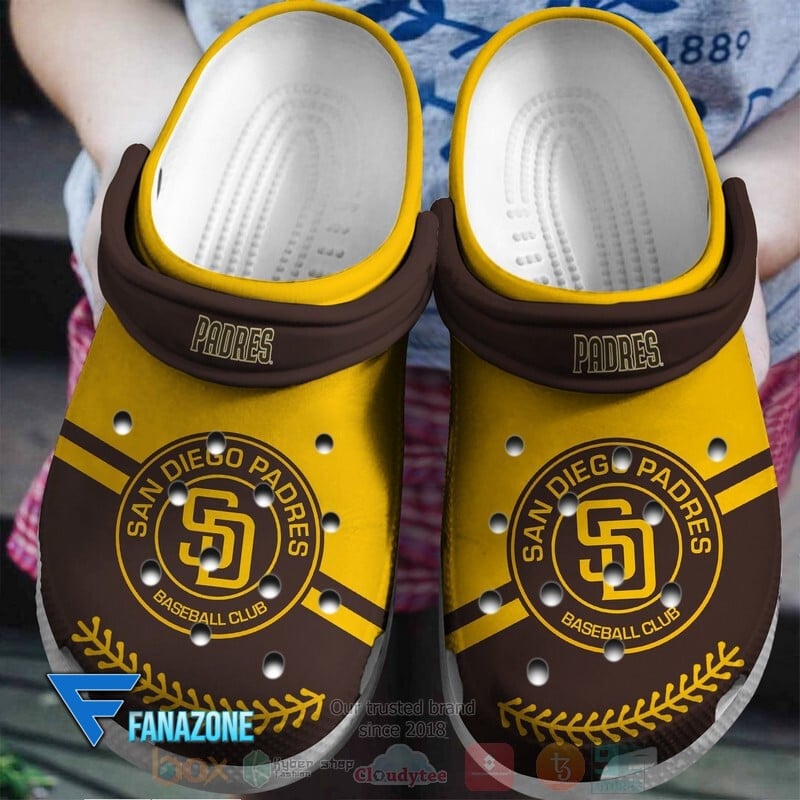 San Diego Padres Logo Baseball MLB Yellow Brown Crocss Classic Clogs Shoes Ver294