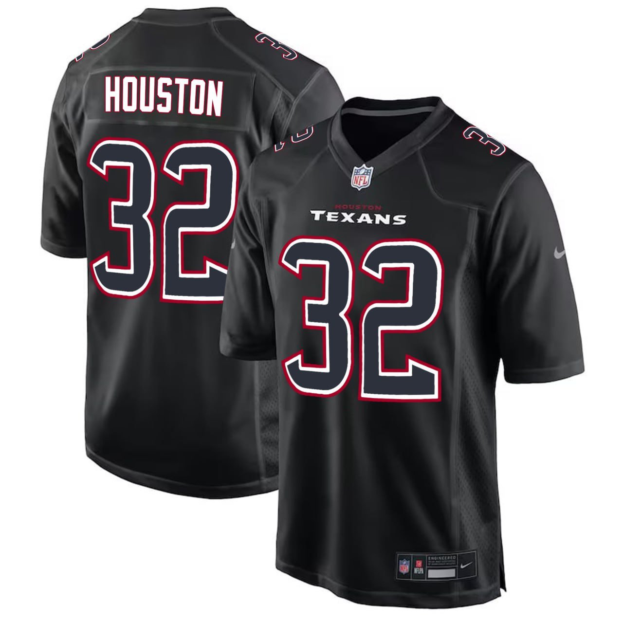 #32 Houston Texans Fashion Game Black Jersey – All Stitched