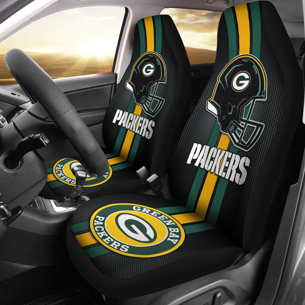 Green Bay Packers Logo Helmet Car Seat Cover Set CSC8563