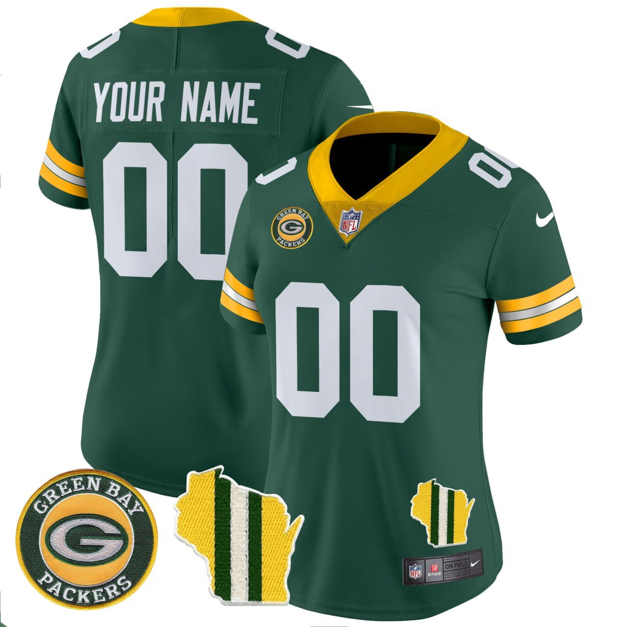 Women Packers Wisconsin State Patch Vapor Limited Jersey – All Stitched