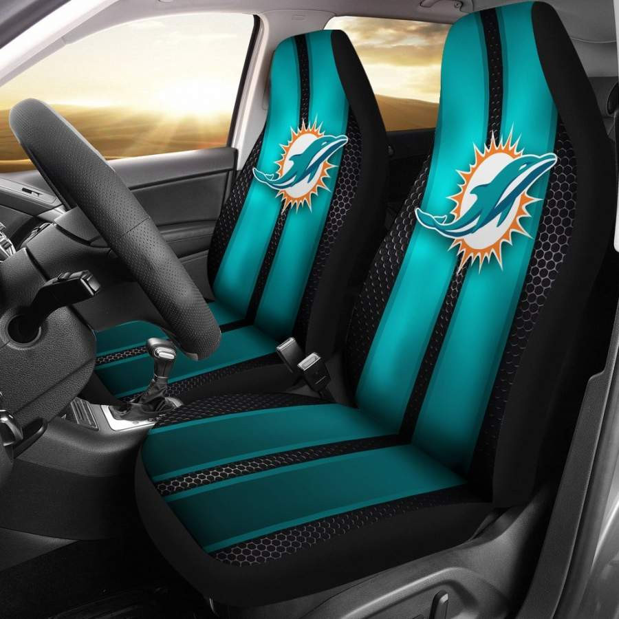 Incredible Line Pattern Miami Dolphins Logo Car Seat Covers CSC2136