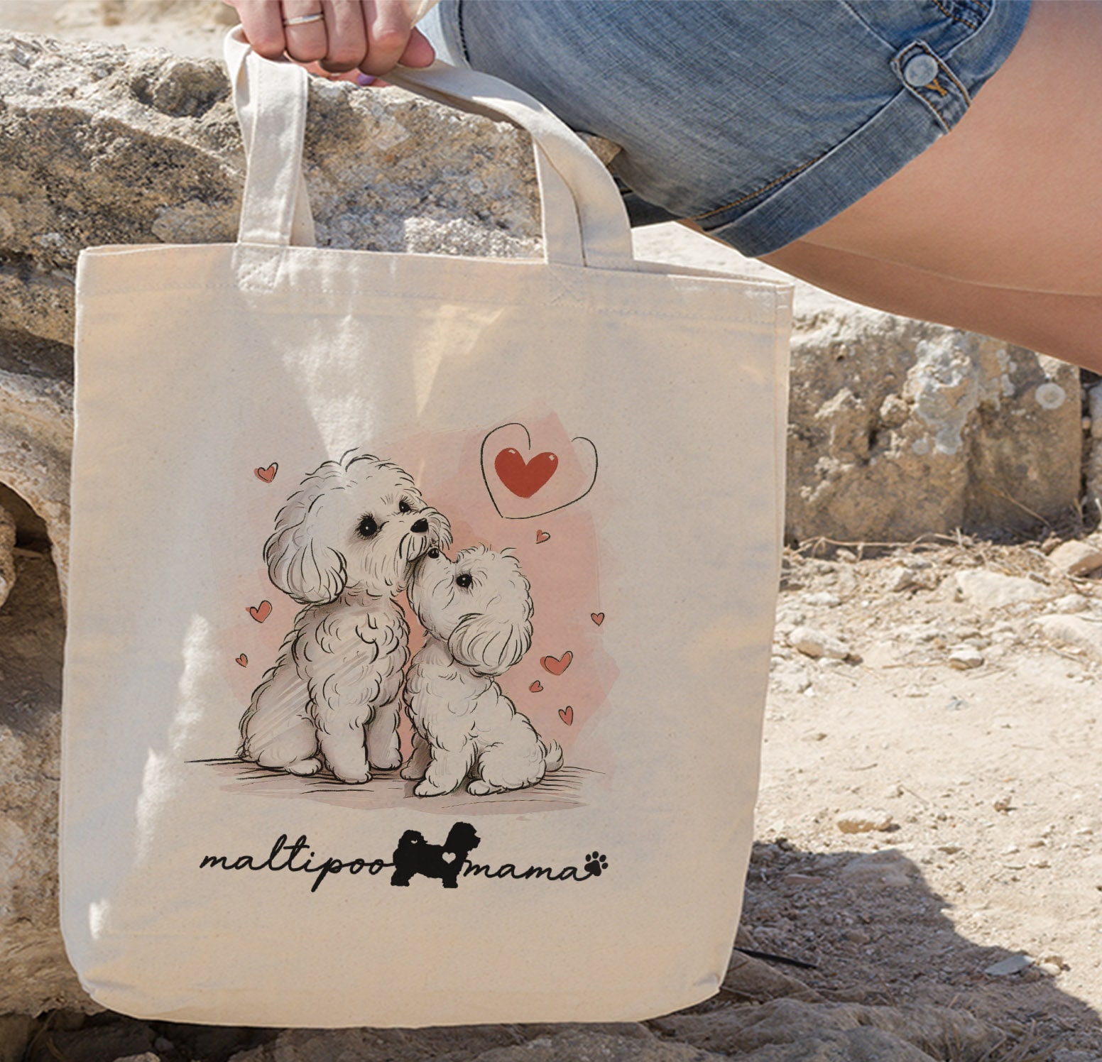 Maltipoo Tote Bag, Maltipoo Dog Mom Essentials Tote Bag, Dog Mom Tote Bag, Maltipoo Love Mama Tote Bag For Dog Lover Gift For Dog Mom Gifta