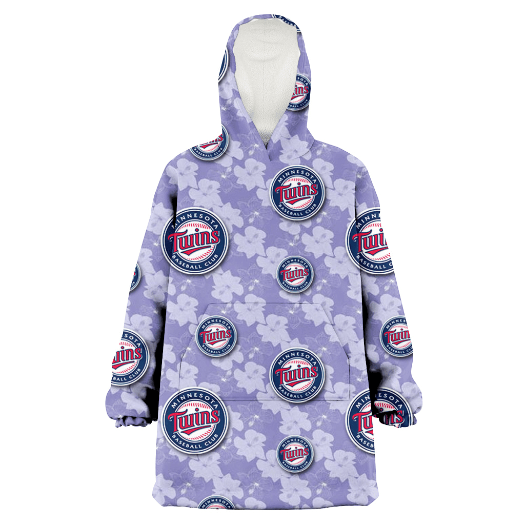 Minnesota Twins Light Purple Hibiscus Pattern Stripe Powder Purple 3D Printed Hoodie Blanket Snug Hoodie